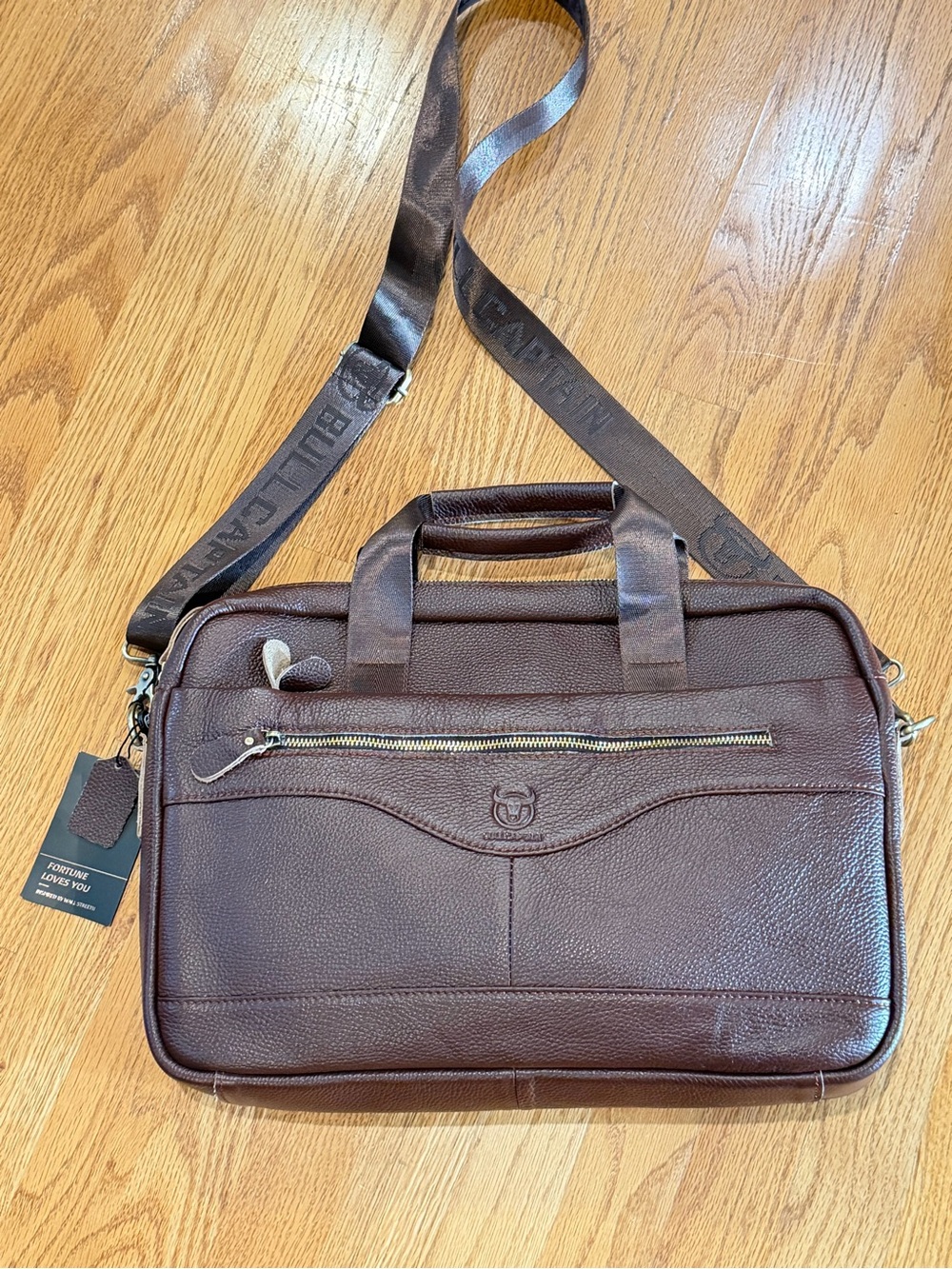 NWT BULLCAPTAIN Leather Laptop Bag Men's Notebook Briefcase Work Business Travel